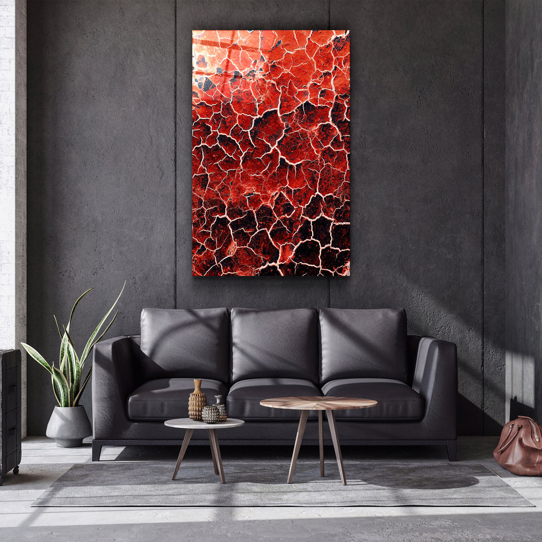 ・"Red Crack"・Designer's Collection Glass Wall Art