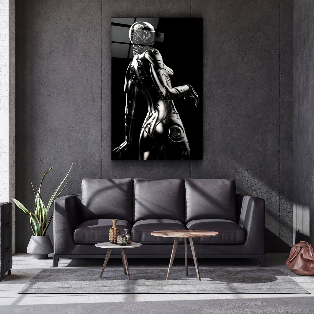 ・"Robo Girl Silver"・Designer's Collection Glass Wall Art