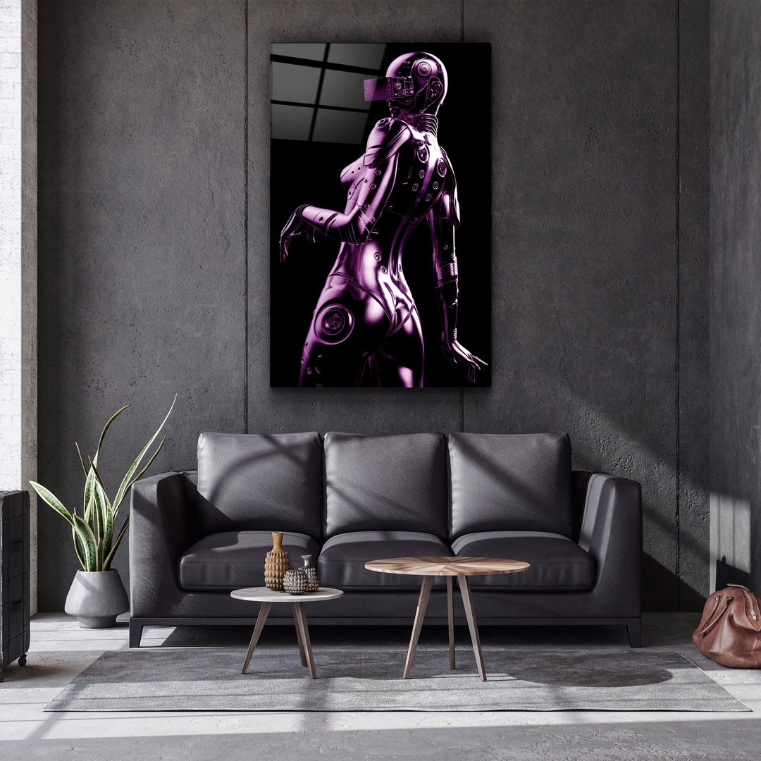 ・"Robo Girl Metalic Purple"・Designer's Collection Glass Wall Art