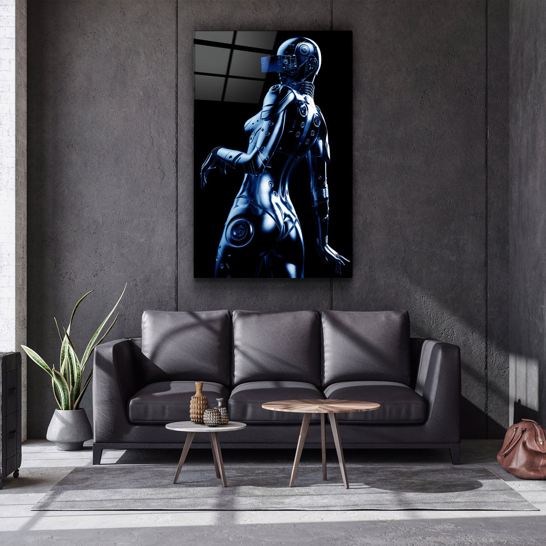 ・"Robo Girl Metalic Blue"・Designer's Collection Glass Wall Art