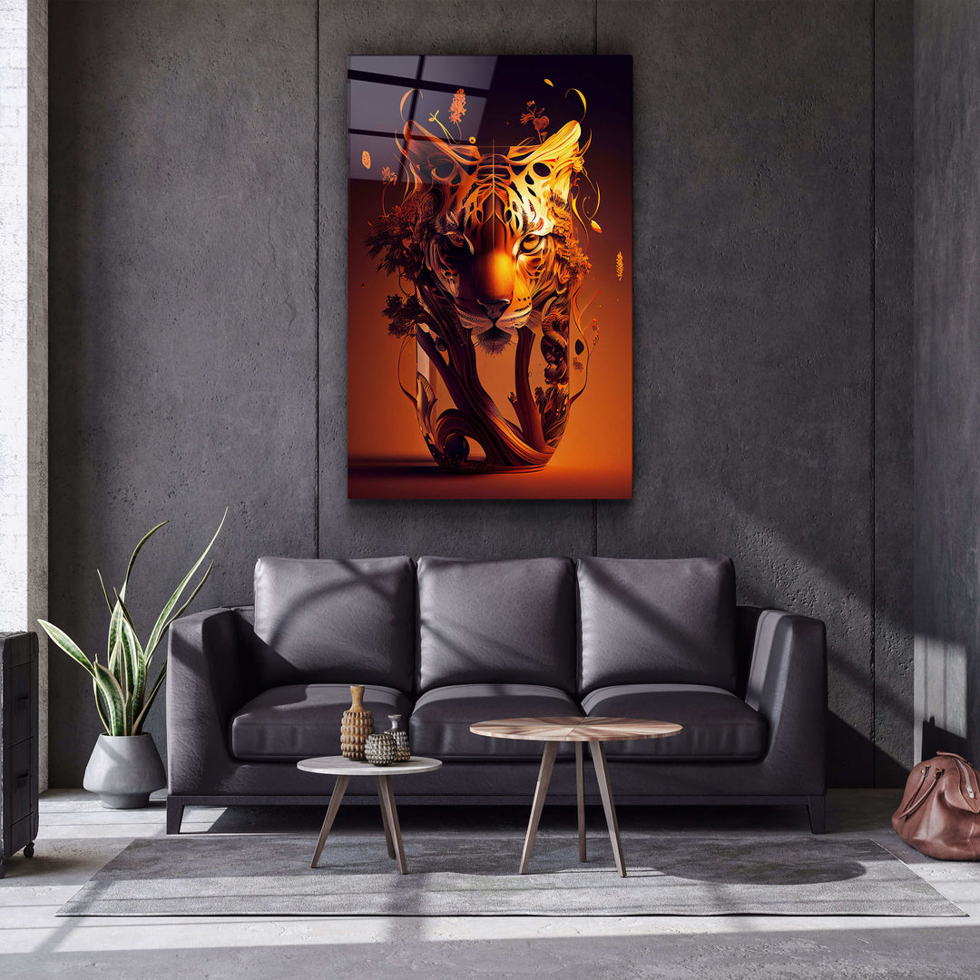 ・"Tiger Vase"・Secret World Collection Glass Wall Art