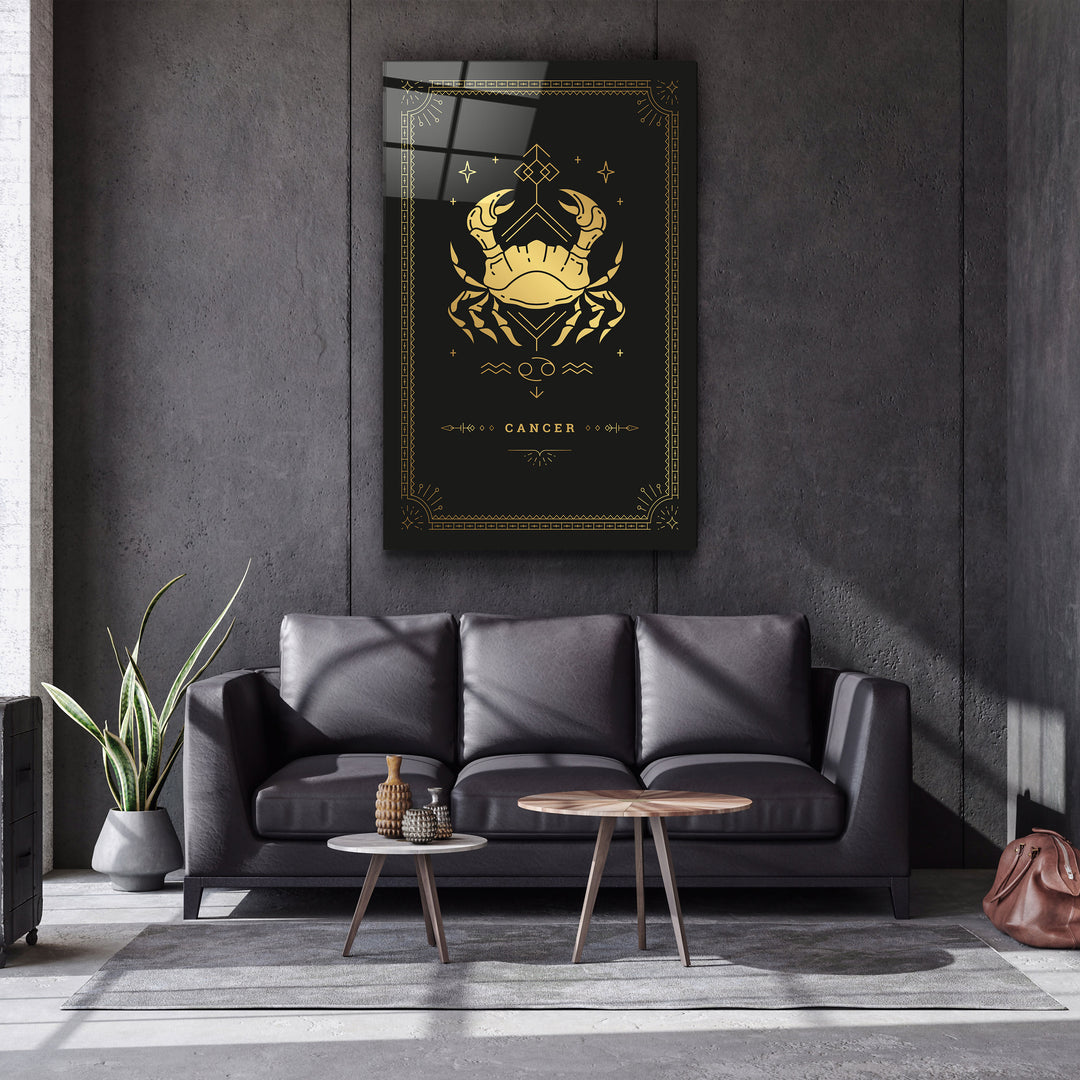 ・"CANCER"・Black Zodiac Collection Glass Wall Art