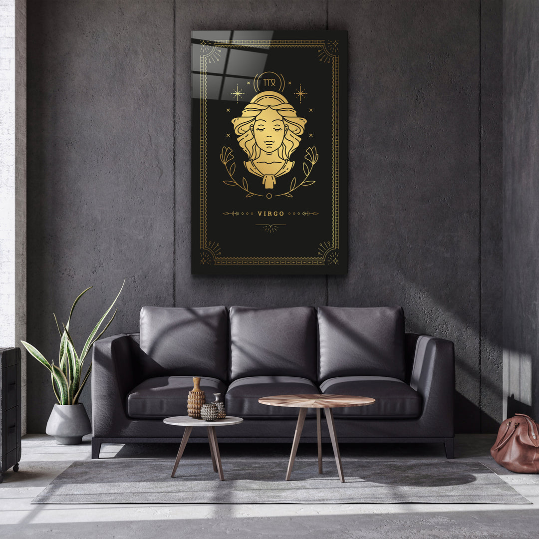 ・"VIRGO"・Black Zodiac Collection Glass Wall Art