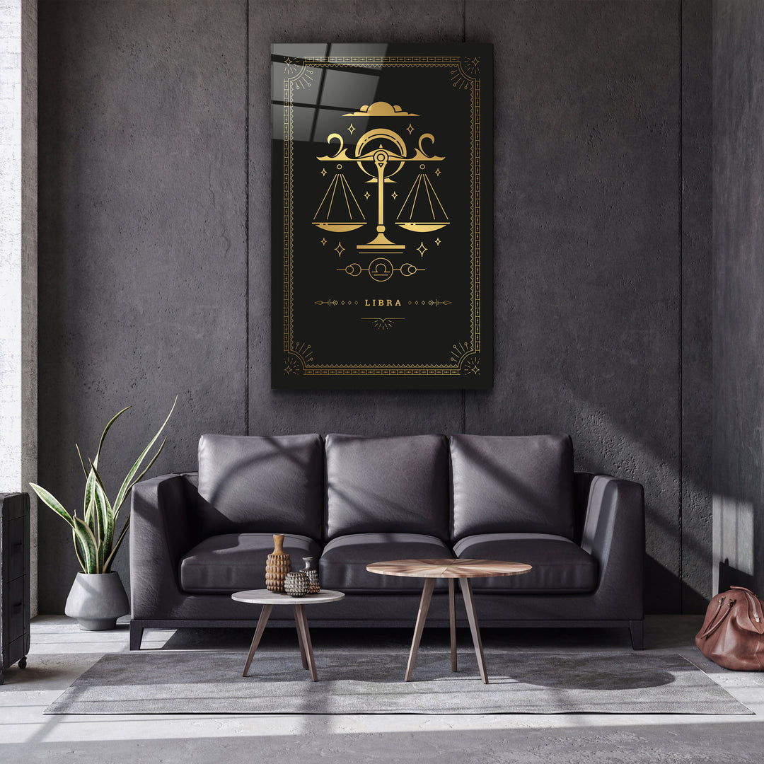 ・"LIBRA"・Black Zodiac Collection Glass Wall Art