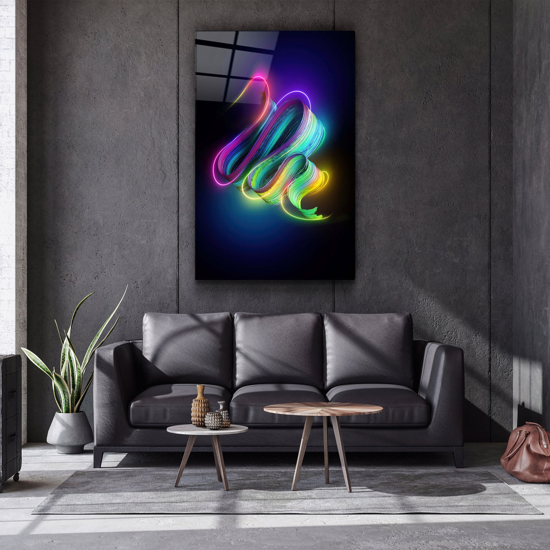 ・"Neon Brush Strokes"・Glass Wall Art