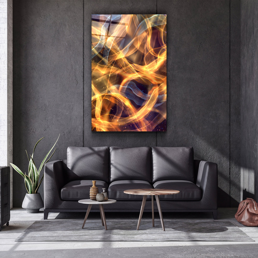 ・"Flame Brush Strokes V2"・Glass Wall Art