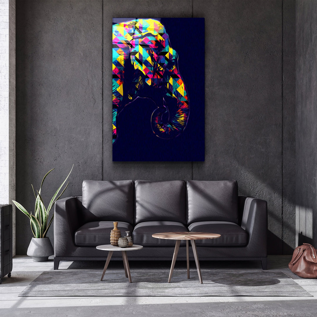 ・"Colormix Elephant Portrait"・Glass Wall Art | Artdesigna Glass Printing Wall Arts.