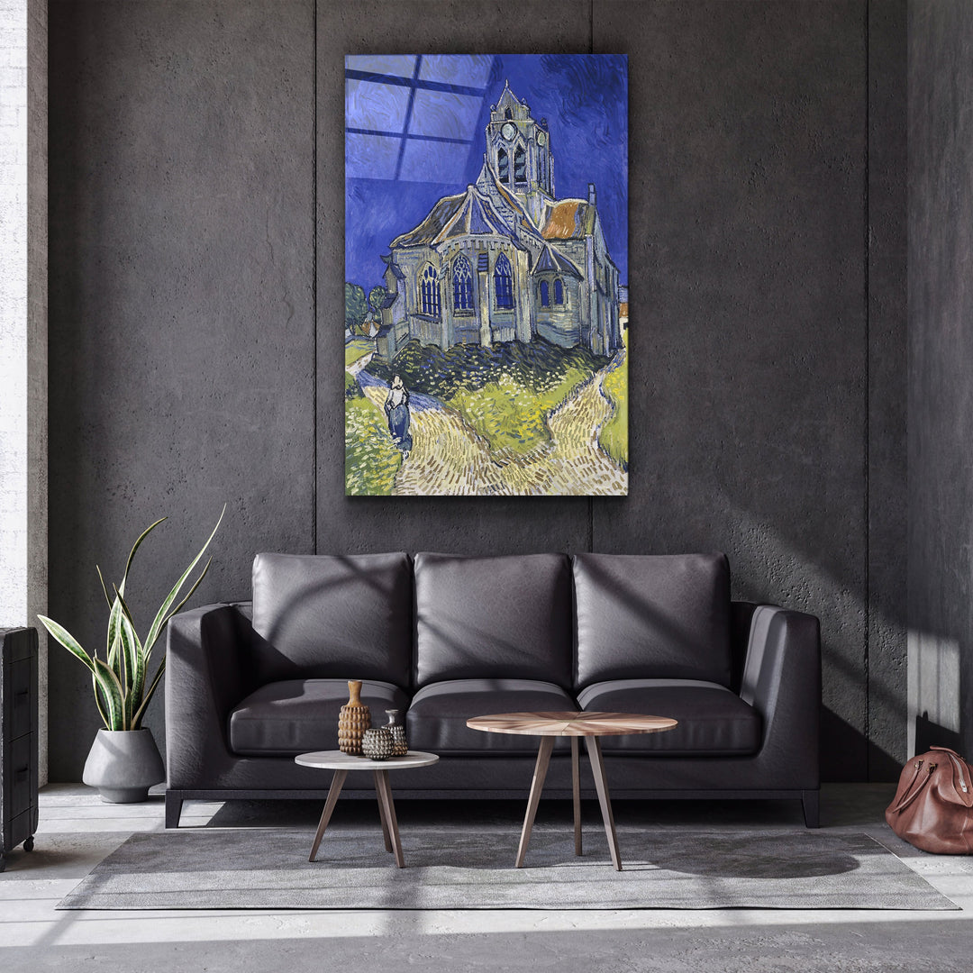 ・"Vincent van Gogh's The Church at Auvers (1890)"・Glass Wall Art | Artdesigna Glass Printing Wall Arts.