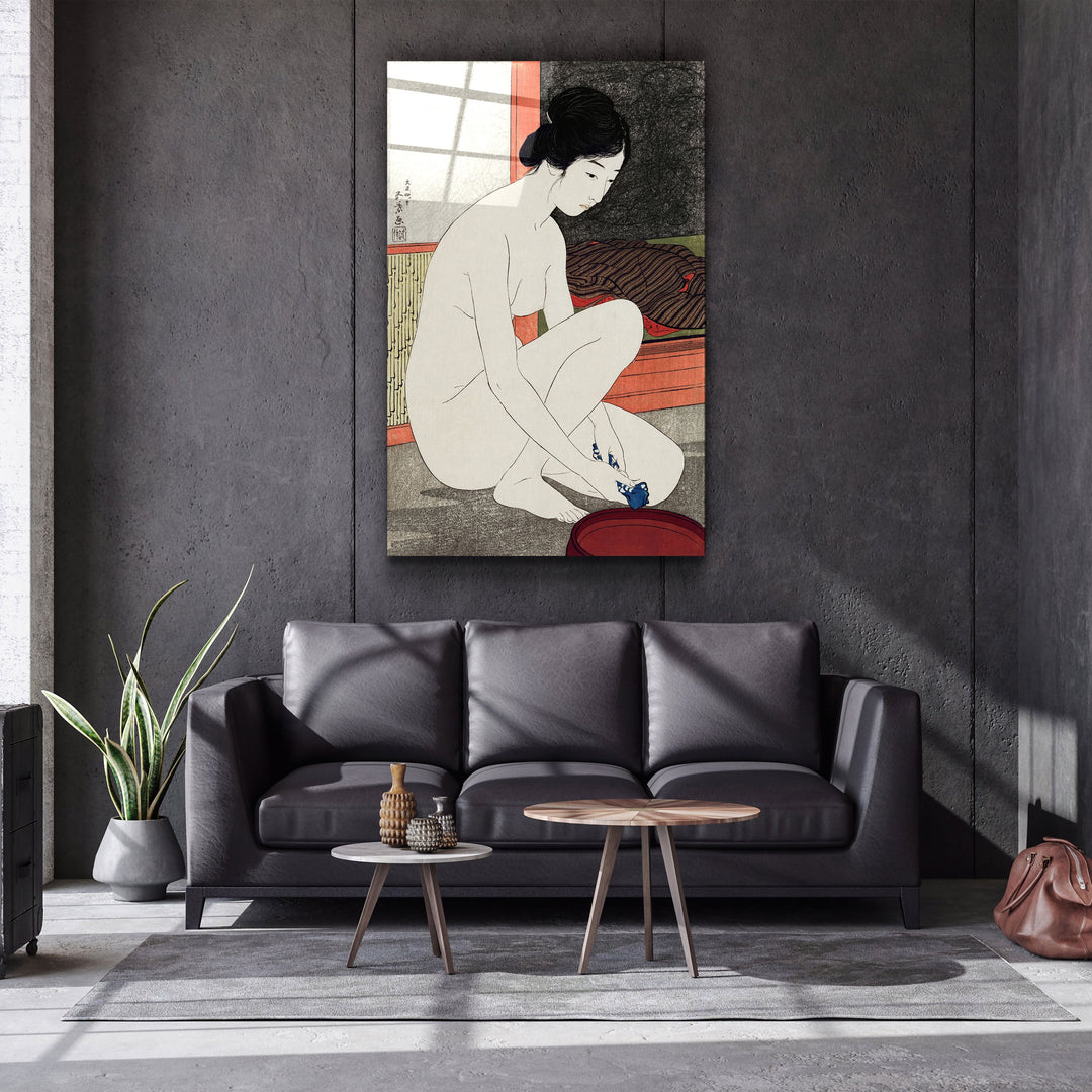 ・"Goyō Hashiguchi art print, Yokugo no onna painting (1915)"・Glass Wall Art | Artdesigna Glass Printing Wall Arts.