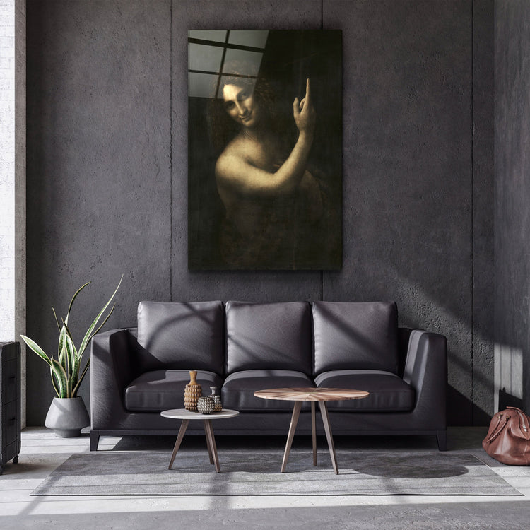 ・"Leonardo da Vinci's Saint John the Baptist (1513-1516)"・Glass Wall Art | Artdesigna Glass Printing Wall Arts.