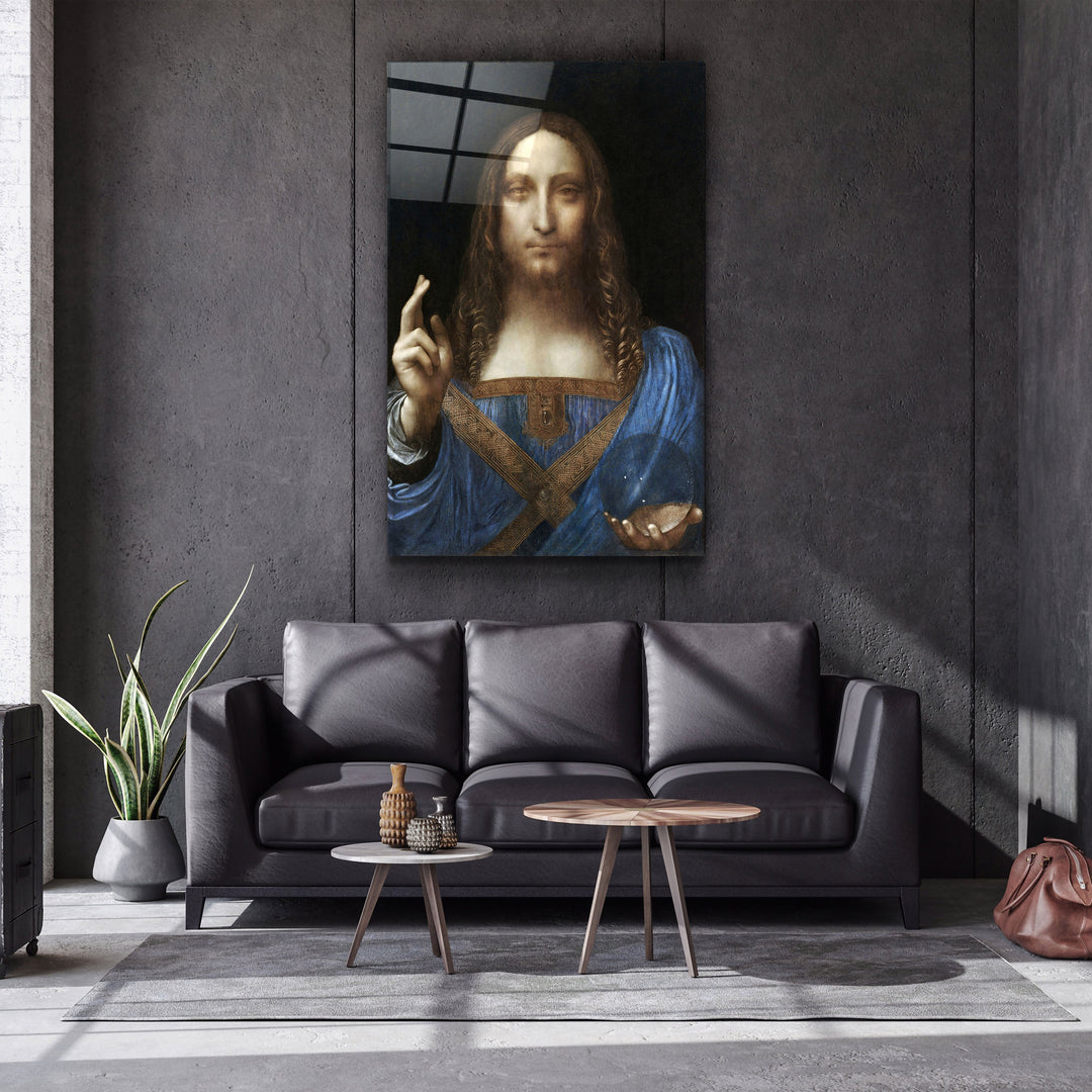 ・"Leonardo da Vinci's Salvator Mundi (circa 1500)"・Glass Wall Art | Artdesigna Glass Printing Wall Arts.