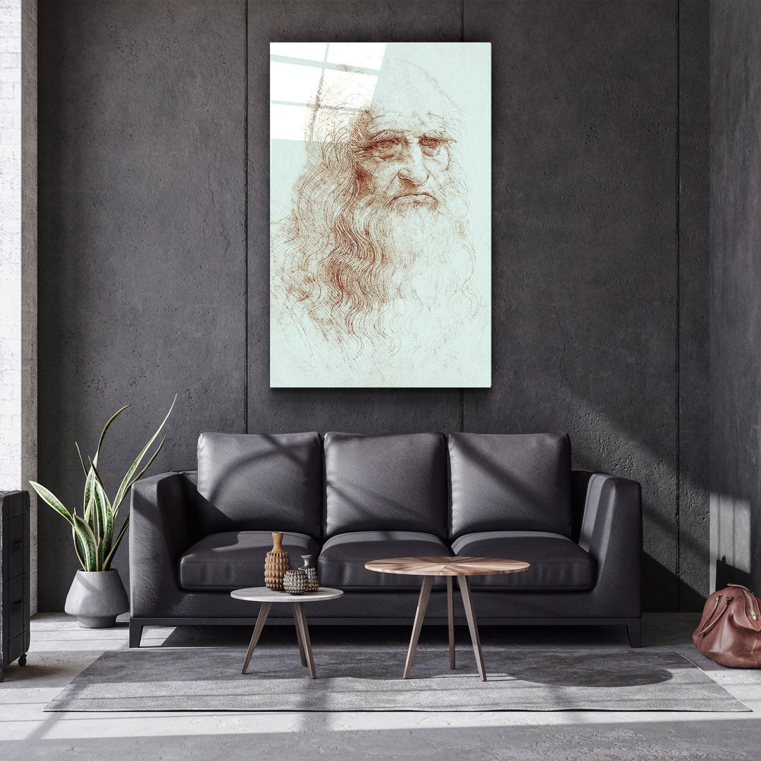 ・"Leonardo da Vinci's Self-portrait (1512)"・Glass Wall Art | Artdesigna Glass Printing Wall Arts.