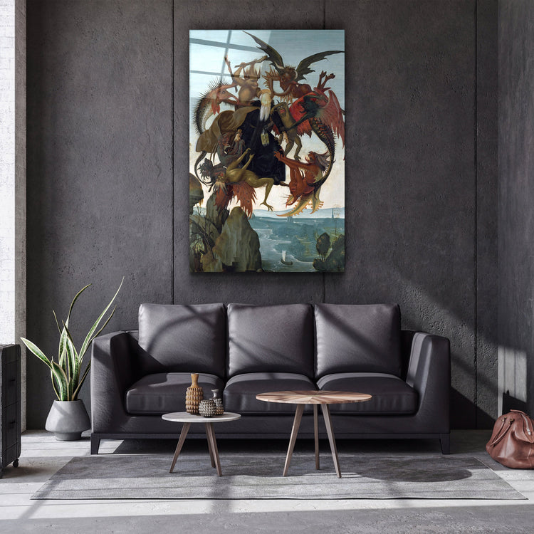 ・"Michelangelo Buonarroti's The Torment of Saint Anthony (c. 1487–1488)"・Glass Wall Art | Artdesigna Glass Printing Wall Arts.