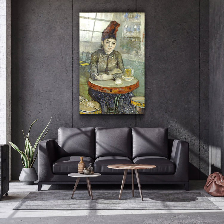 ・"Vincent van Gogh's Agostina Segatori Sitting in the Café du Tambourin (1887–1888)"・Glass Wall Art | Artdesigna Glass Printing Wall Arts.