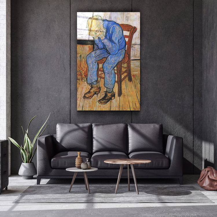 ・"Vincent van Gogh's At Eternity's Gate (1890)"・Glass Wall Art | Artdesigna Glass Printing Wall Arts.