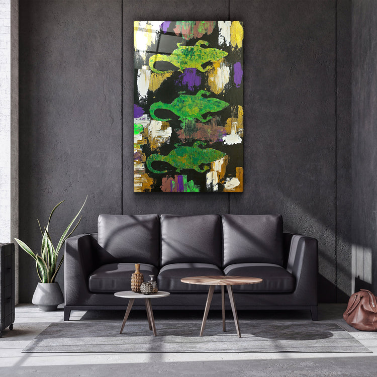 ・"Three Little Alligators - Hand-drawn Image"・Glass Wall Art | Artdesigna Glass Printing Wall Arts.