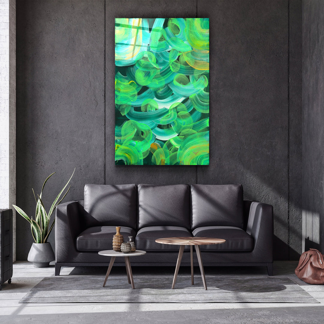 ・"Greeny - Hand-drawn Image"・Glass Wall Art | Artdesigna Glass Printing Wall Arts.