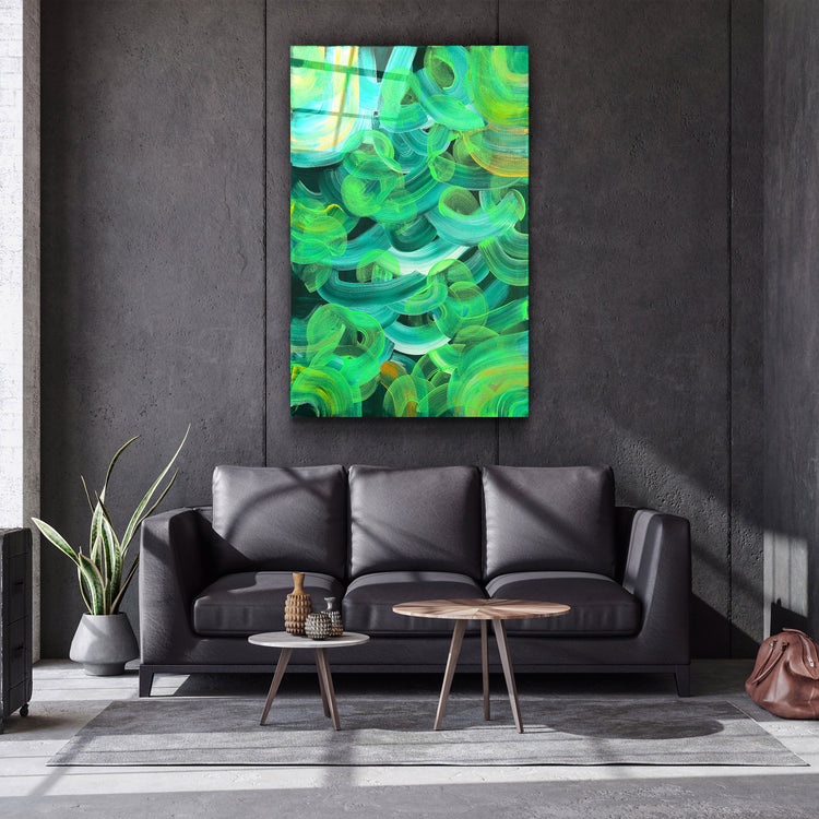 ・"Greeny - Hand-drawn Image"・Glass Wall Art | Artdesigna Glass Printing Wall Arts.