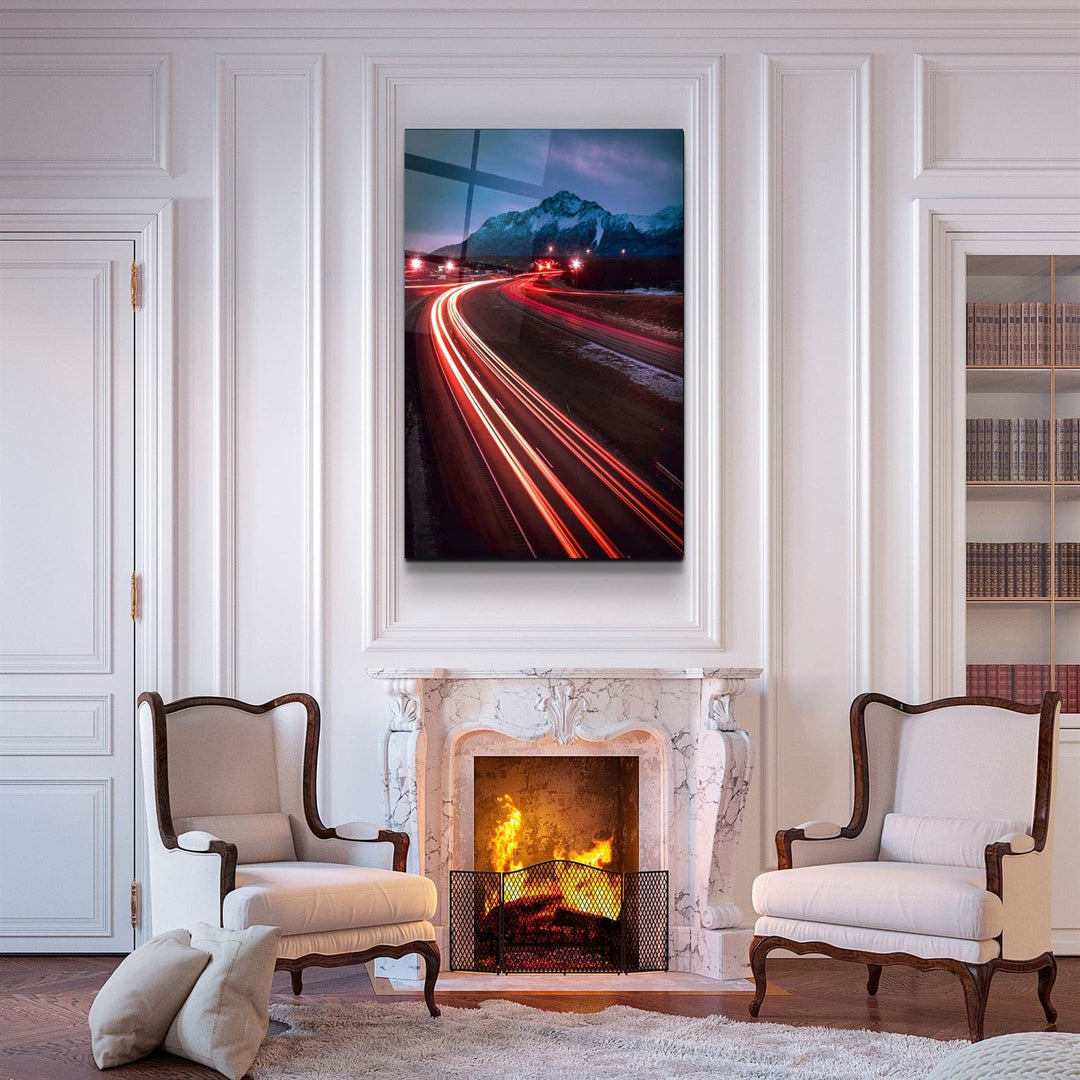 ・"Road and Mountains"・Glass Wall Art | Artdesigna Glass Printing Wall Arts.