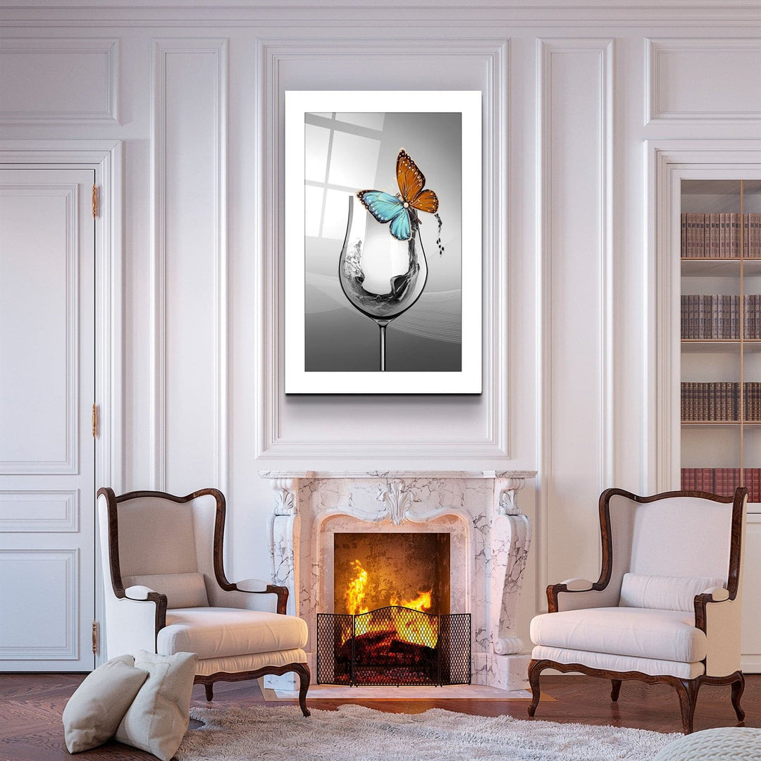 ・"Glass and Butterfly"・Glass Wall Art | Artdesigna Glass Printing Wall Arts.