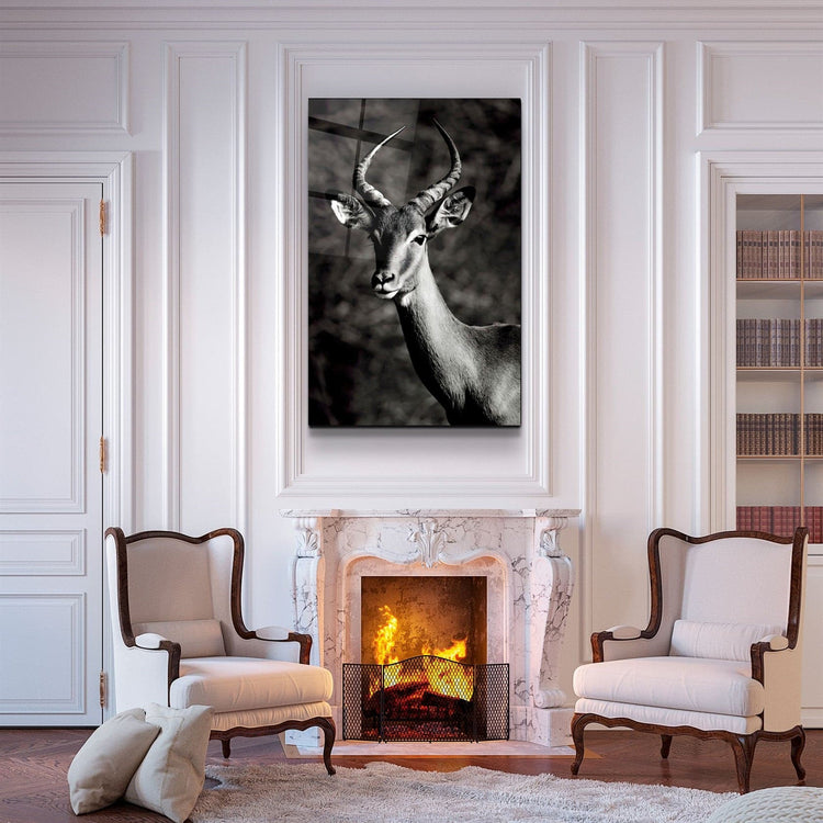 ・"Antilope Black and White"・Glass Wall Art | Artdesigna Glass Printing Wall Arts.