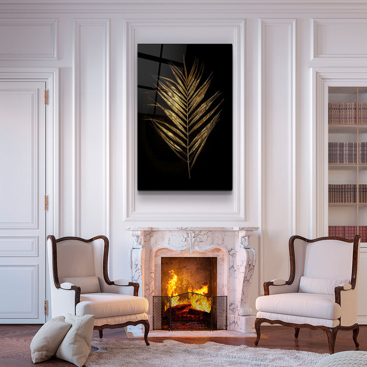 ・"Golden Leaves"・Glass Wall Art | Artdesigna Glass Printing Wall Arts.