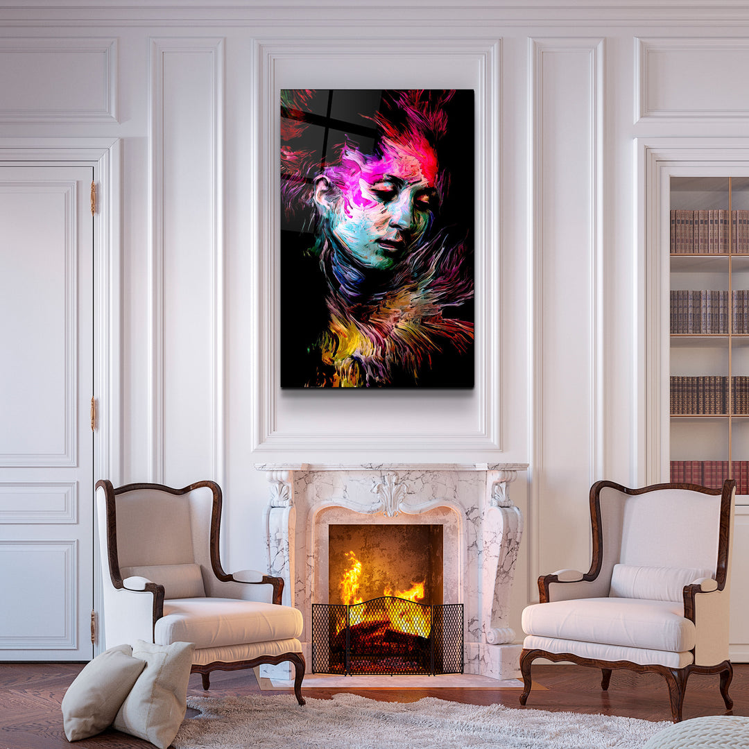 ・"Abstract Colorful Face"・Glass Wall Art | Artdesigna Glass Printing Wall Arts.