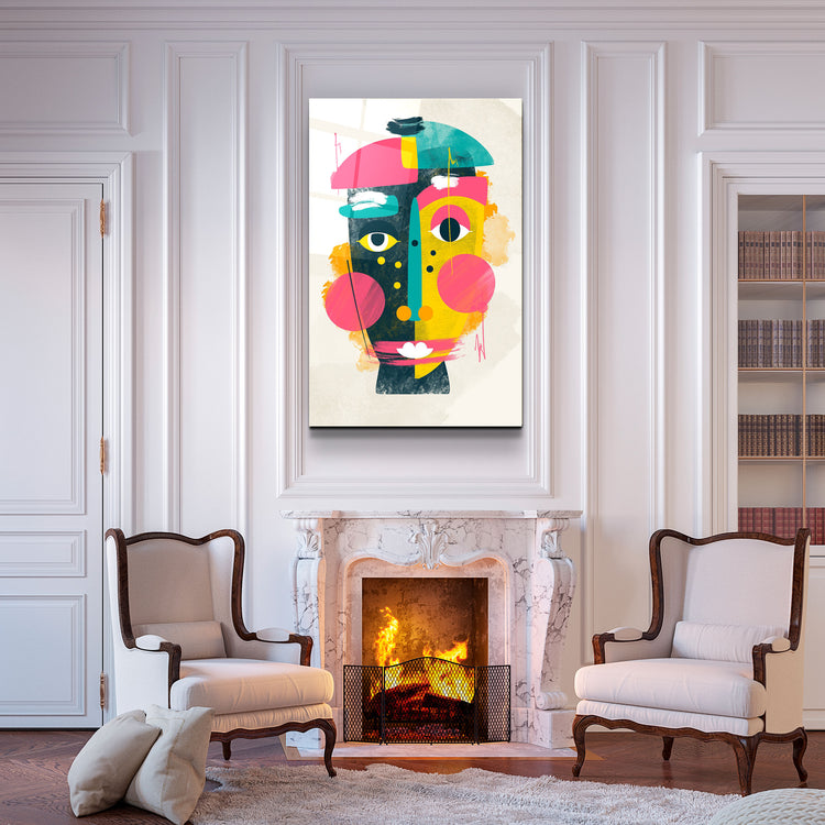 ・"Abstract Colorful Face V1"・Glass Wall Art | Artdesigna Glass Printing Wall Arts.