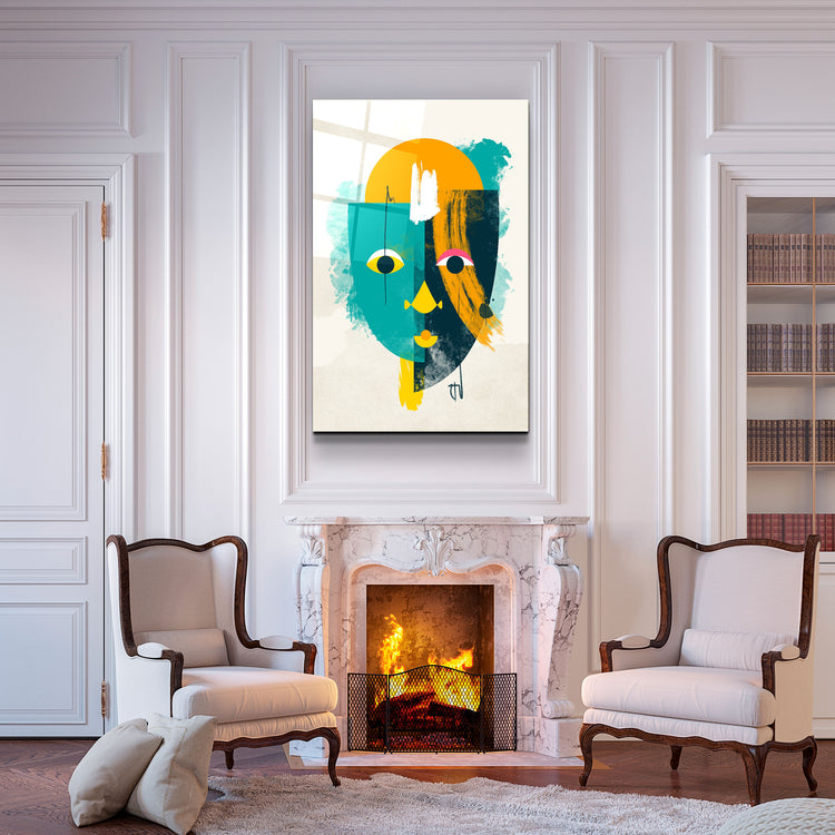 ・"Abstract Colorful Face V3"・Glass Wall Art | Artdesigna Glass Printing Wall Arts.