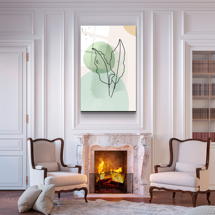 ・"Abstract Shapes and Leaves V1"・Glass Wall Art | Artdesigna Glass Printing Wall Arts.