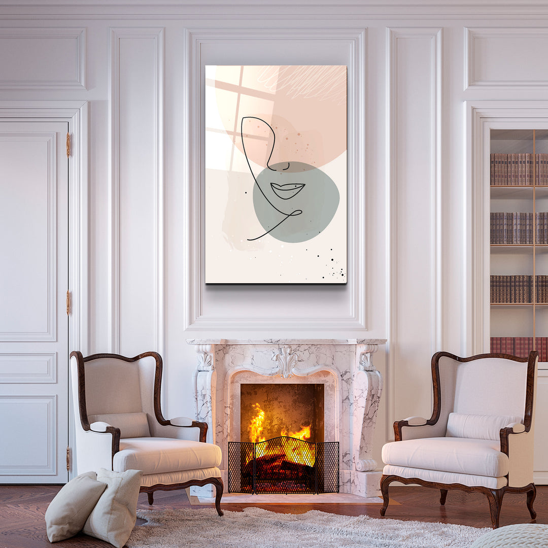 ・"Abstract Shapes and Face V1"・Glass Wall Art | Artdesigna Glass Printing Wall Arts.