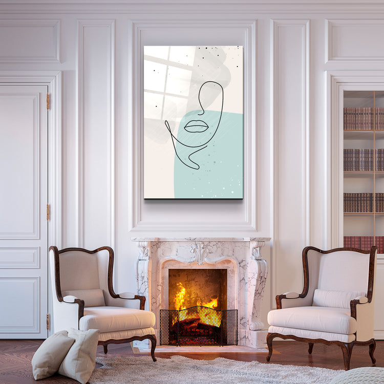 ・"Abstract Shapes and Face V2"・Glass Wall Art | Artdesigna Glass Printing Wall Arts.