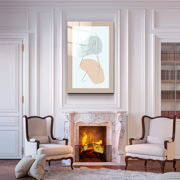 ・"Shapes and Woman Portrait V1"・Glass Wall Art | Artdesigna Glass Printing Wall Arts.