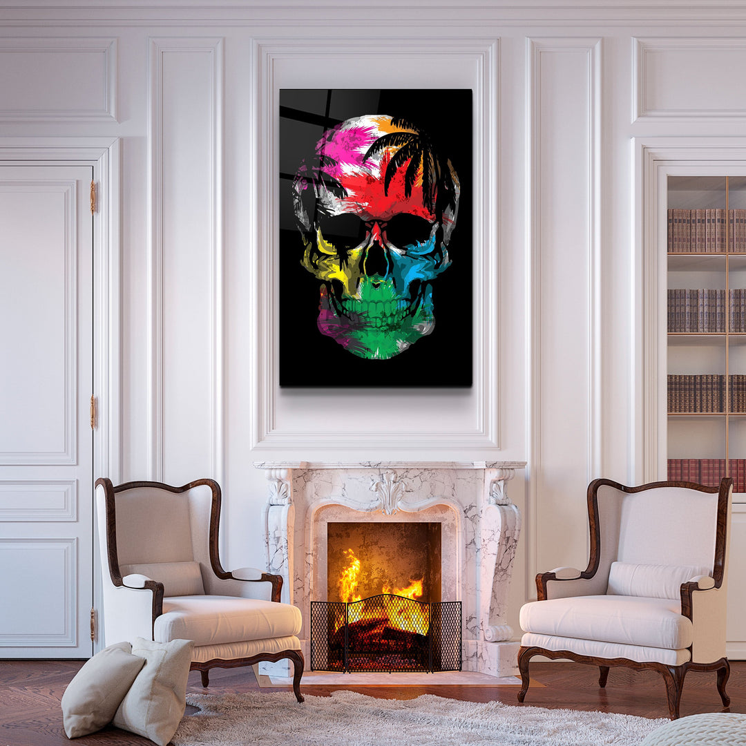 ・"The Palm Skull"・Glass Wall Art | Artdesigna Glass Printing Wall Arts.