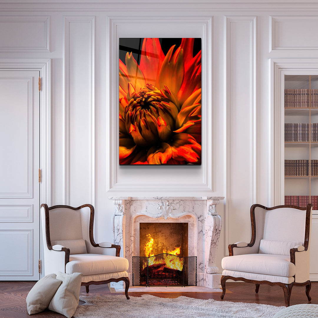 ・"Orange Daisy"・Glass Wall Art | Artdesigna Glass Printing Wall Arts.