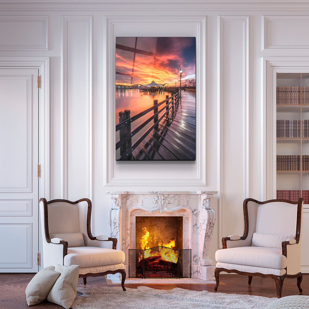 ・"Black Pier"・Glass Wall Art | Artdesigna Glass Printing Wall Arts.