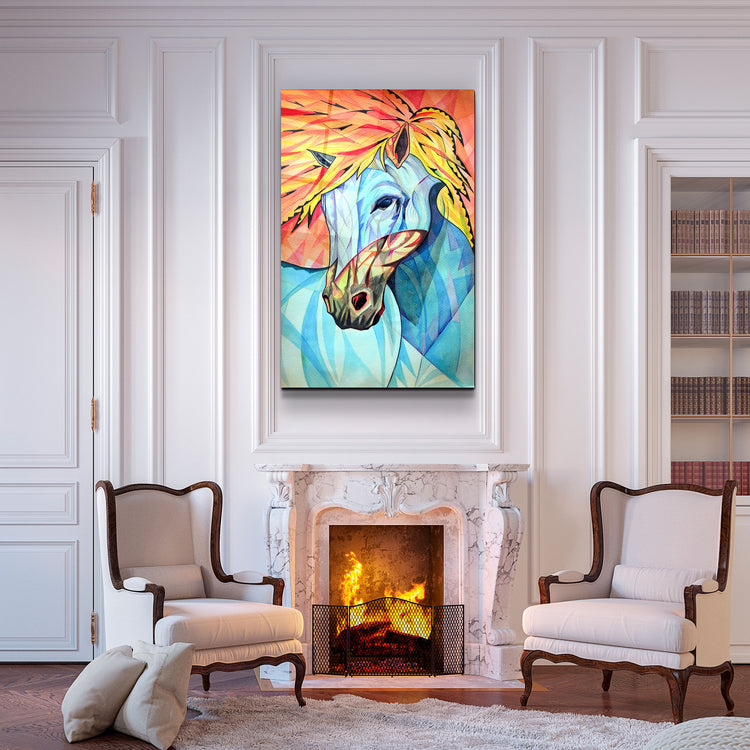 ・"Cool Horse"・Glass Wall Art | Artdesigna Glass Printing Wall Arts.