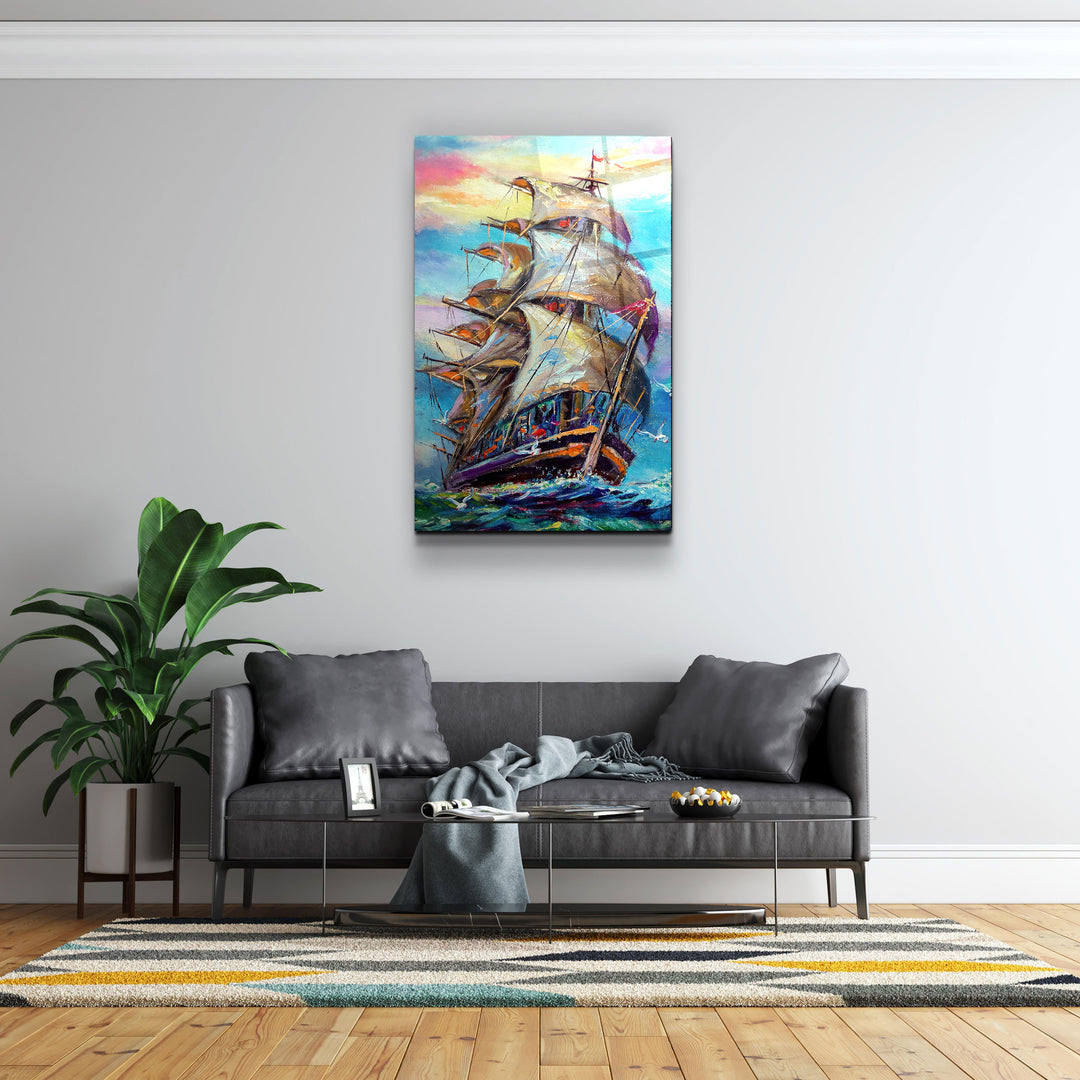 ・"Galleon"・Glass Wall Art | Artdesigna Glass Printing Wall Arts.