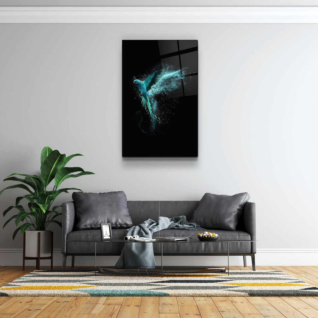 ・"Turquoise Parrot"・Glass Wall Art | Artdesigna Glass Printing Wall Arts.