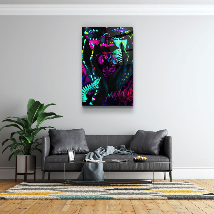 ・"Neon Face"・GLASS WALL ART | Artdesigna Glass Printing Wall Arts.