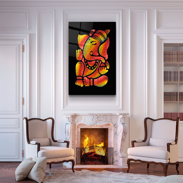 ・"Ganesha"・Glass Wall Art | Artdesigna Glass Printing Wall Arts.