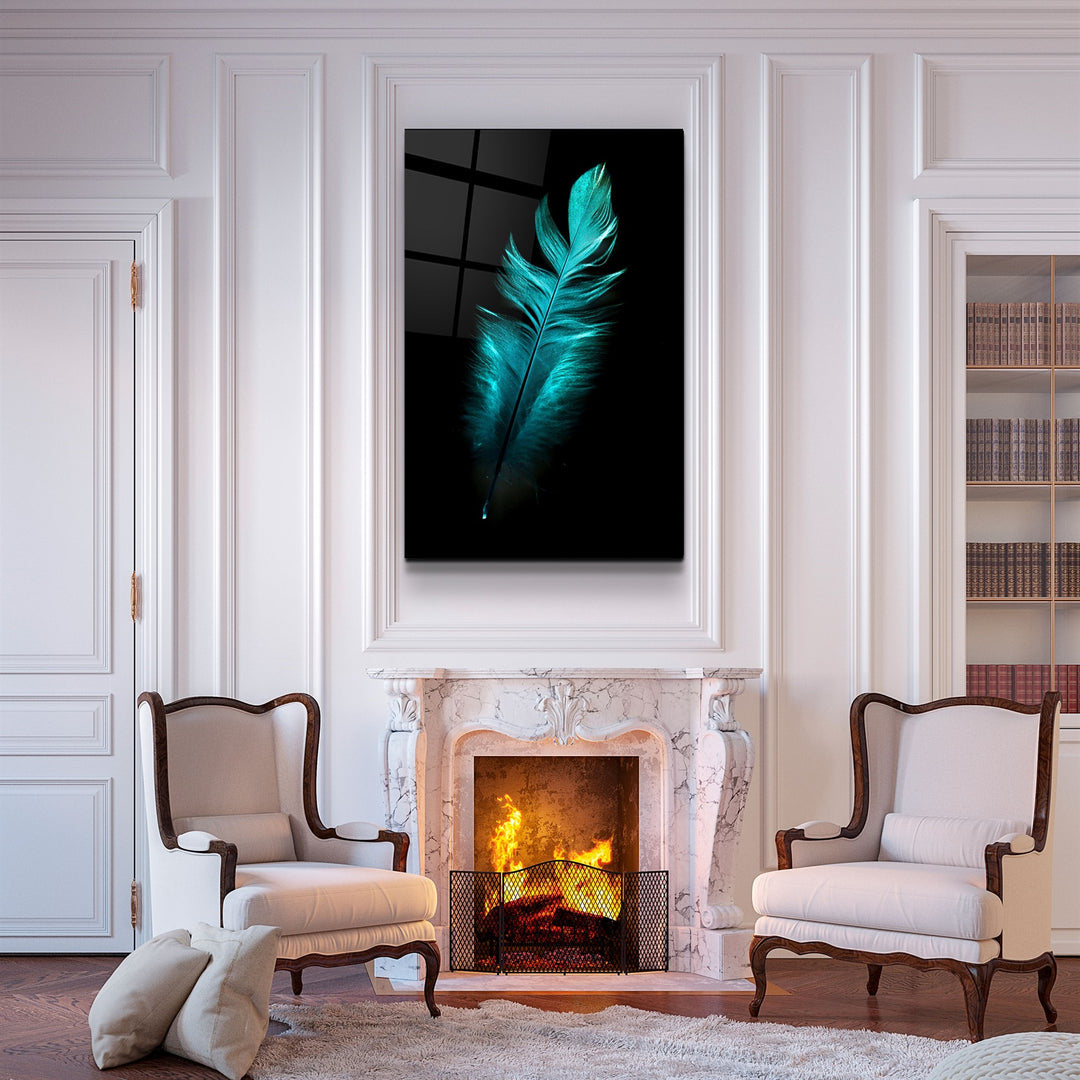 ・"Green Feather"・Glass Wall Art | Artdesigna Glass Printing Wall Arts.