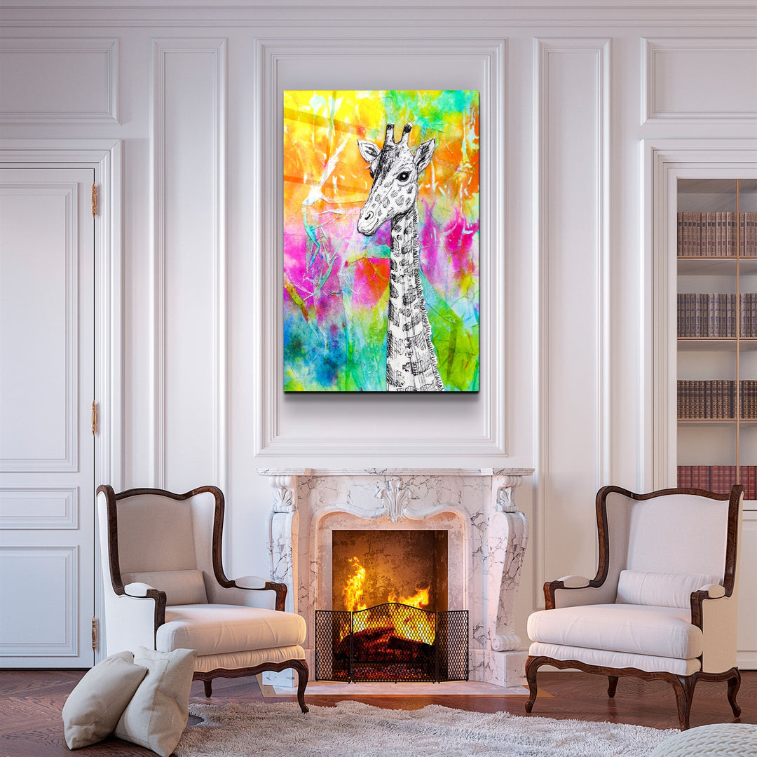 ・"Giraffe"・Glass Wall Art | Artdesigna Glass Printing Wall Arts.