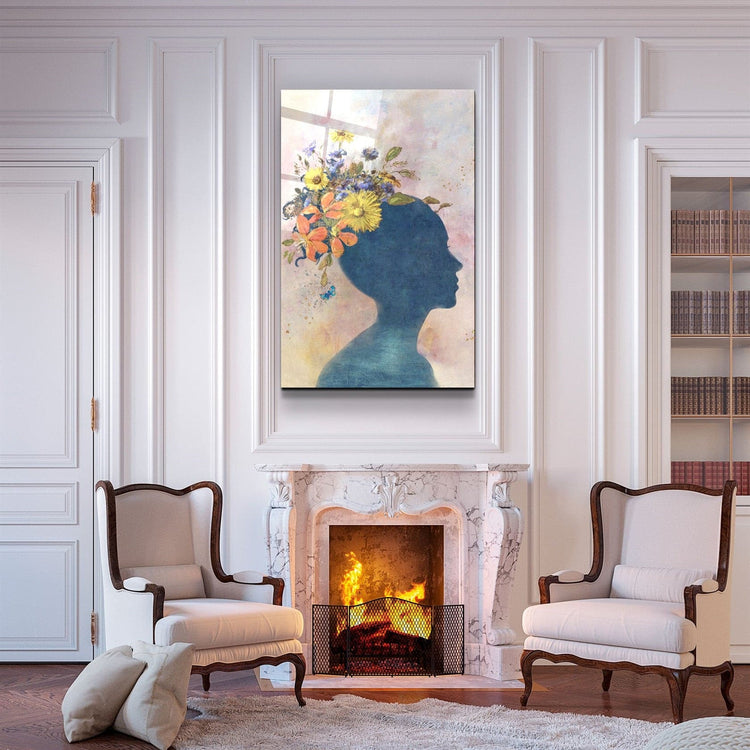 ・"Abstract Women and Flowers"・Glass Wall Art | Artdesigna Glass Printing Wall Arts.