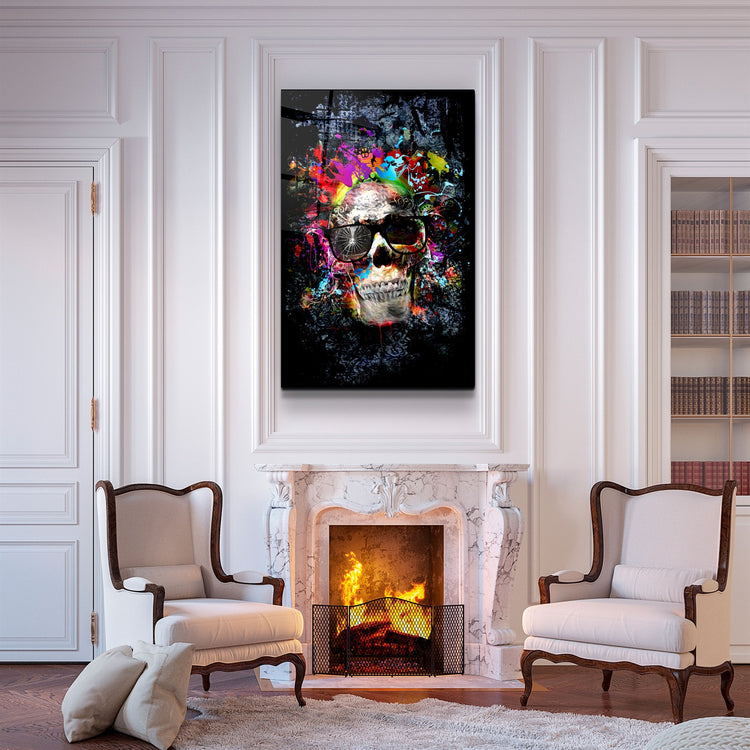 ・"Cool Skull"・Glass Wall Art | Artdesigna Glass Printing Wall Arts.