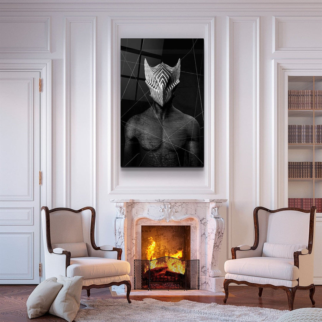 ・"Abstract Masked Man V1"・Glass Wall Art | Artdesigna Glass Printing Wall Arts.