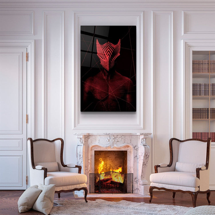 ・"Abstract Masked Man V2"・Glass Wall Art | Artdesigna Glass Printing Wall Arts.