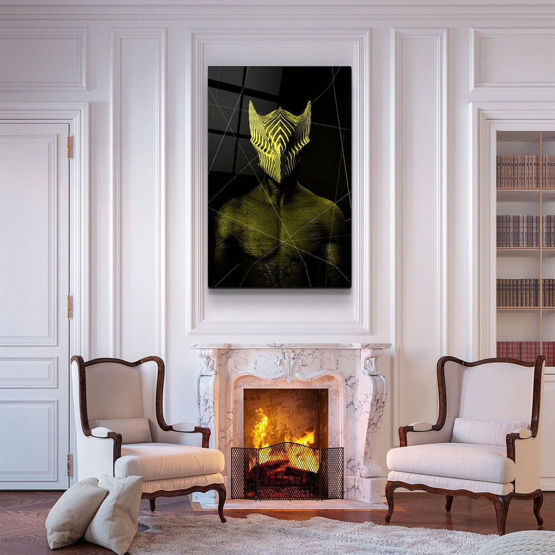 ・"Abstract Masked Man V3"・Glass Wall Art | Artdesigna Glass Printing Wall Arts.