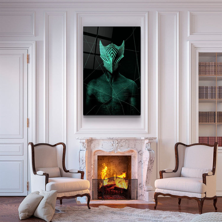 ・"Abstract Masked Man V4"・Glass Wall Art | Artdesigna Glass Printing Wall Arts.