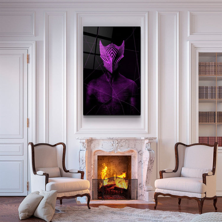 ・"Abstract Masked Man V5"・Glass Wall Art | Artdesigna Glass Printing Wall Arts.